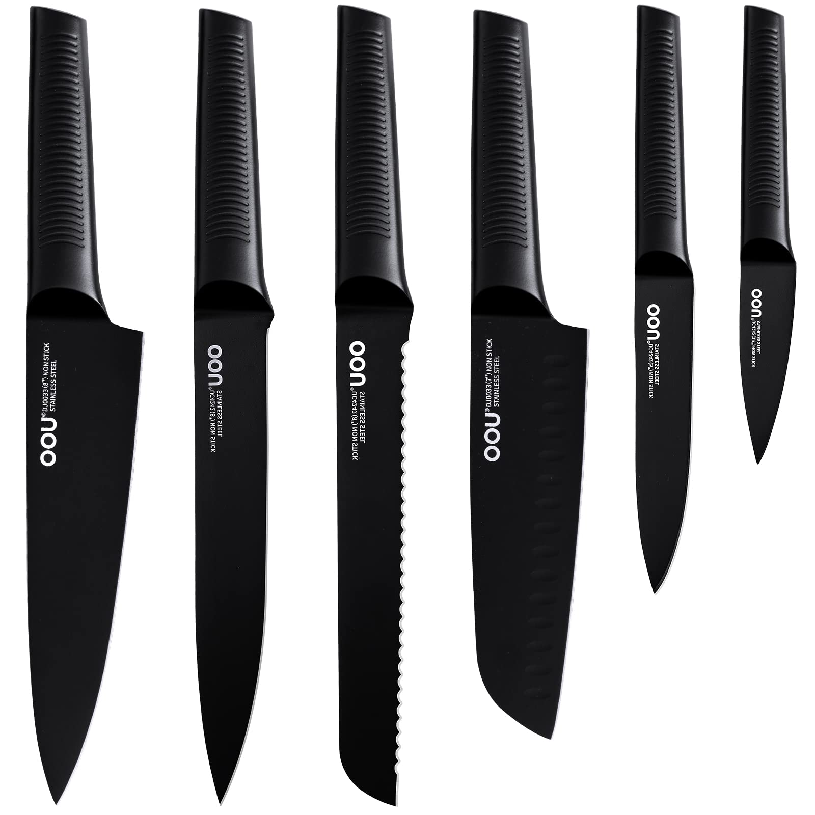 OOU Black Shark 6 Piece Kitchen Anti-Rust Black Knives Set